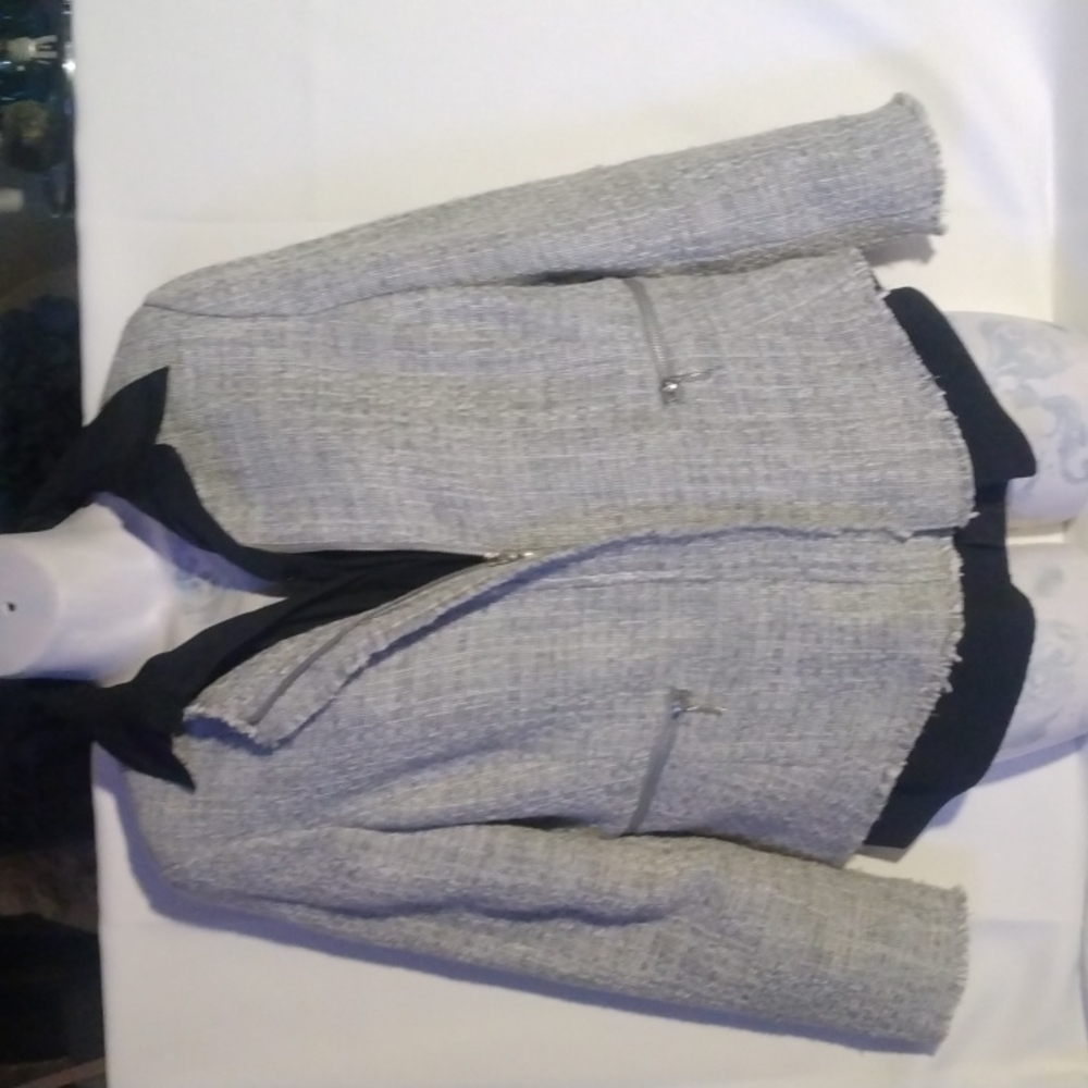 Liz Claiborne Blazer Women Grey White  Medium
